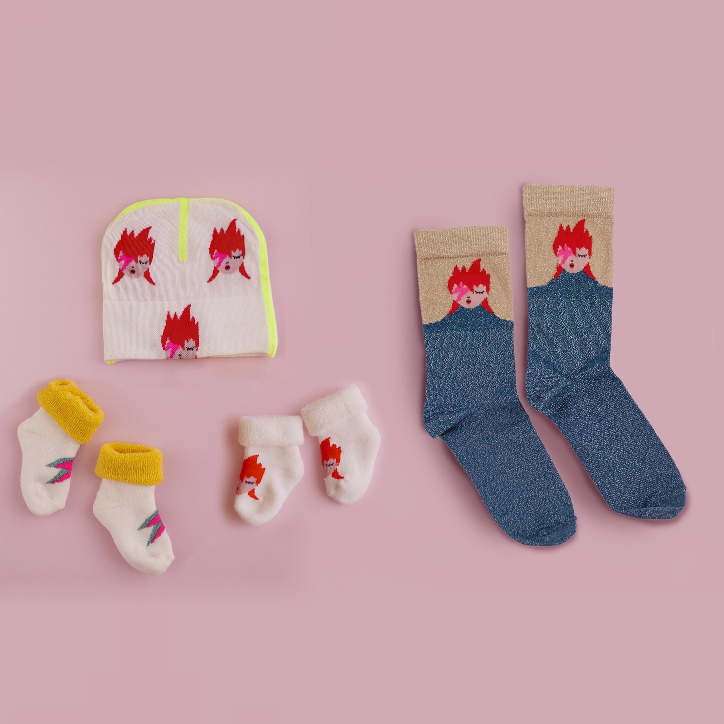 chaussettes enfants | Glam rock ziggy chaussettes | chaussettes made in France | Chaussettes lurex