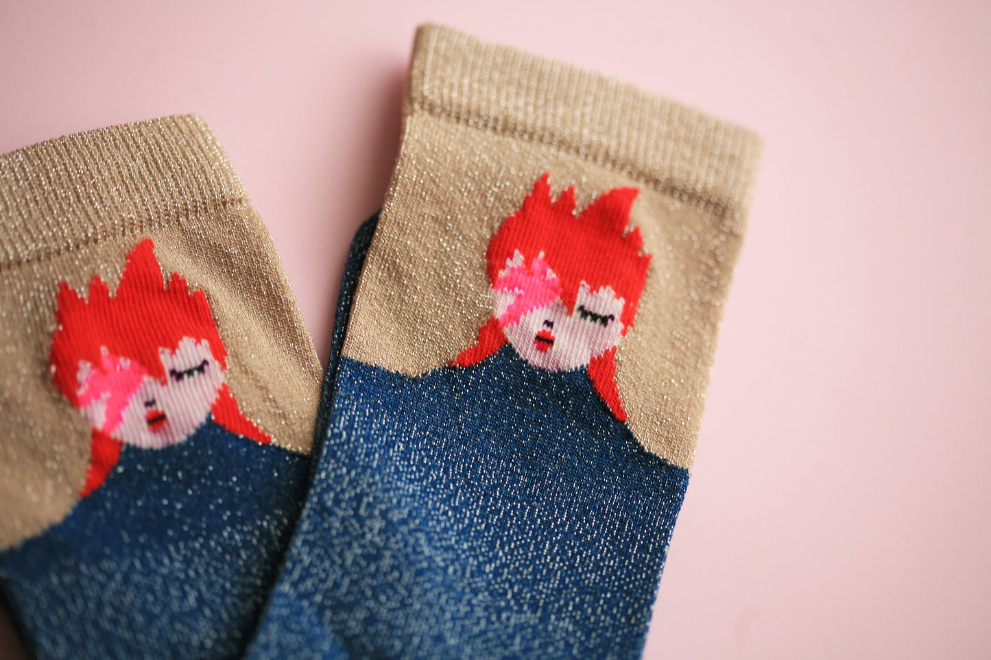 chaussettes enfants | Glam rock ziggy chaussettes | chaussettes made in France | Chaussettes lurex