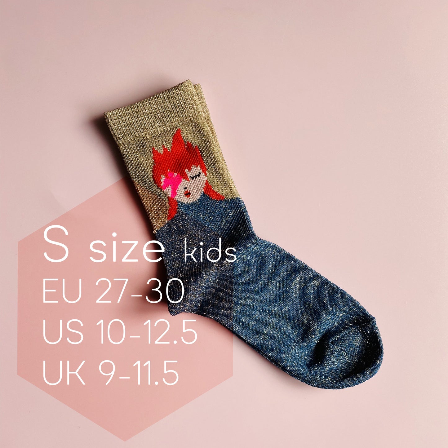 chaussettes enfants | Glam rock ziggy chaussettes | chaussettes made in France | Chaussettes lurex