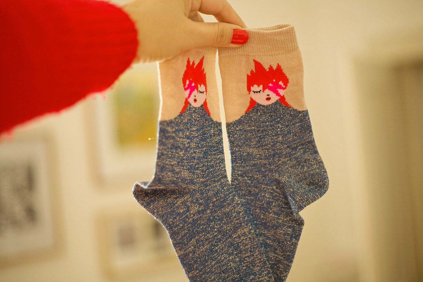 chaussettes enfants | Glam rock ziggy chaussettes | chaussettes made in France | Chaussettes lurex