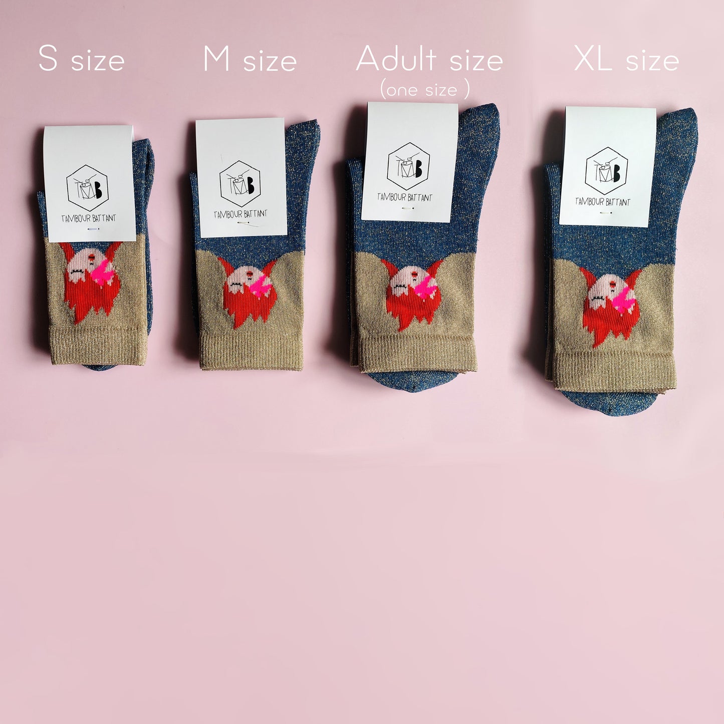 chaussettes enfants | Glam rock ziggy chaussettes | chaussettes made in France | Chaussettes lurex