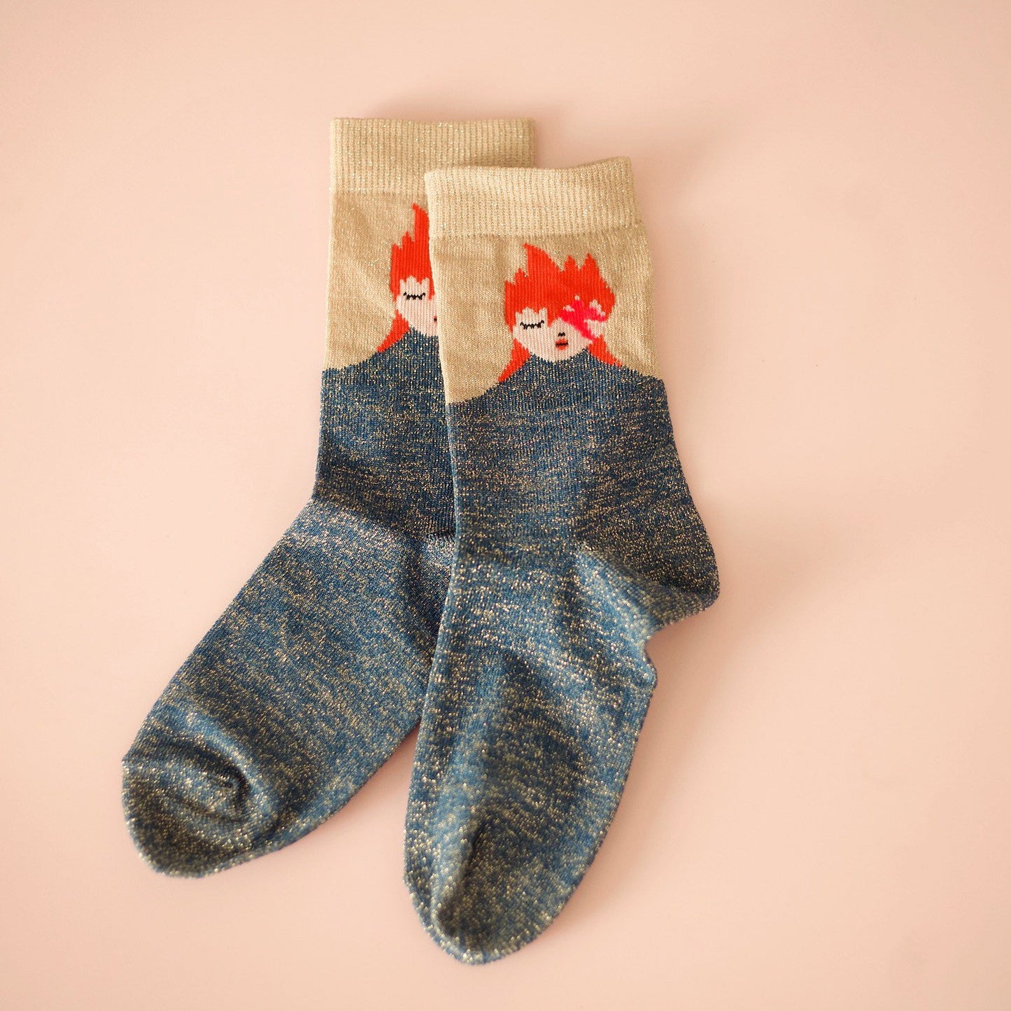 chaussettes enfants | Glam rock ziggy chaussettes | chaussettes made in France | Chaussettes lurex