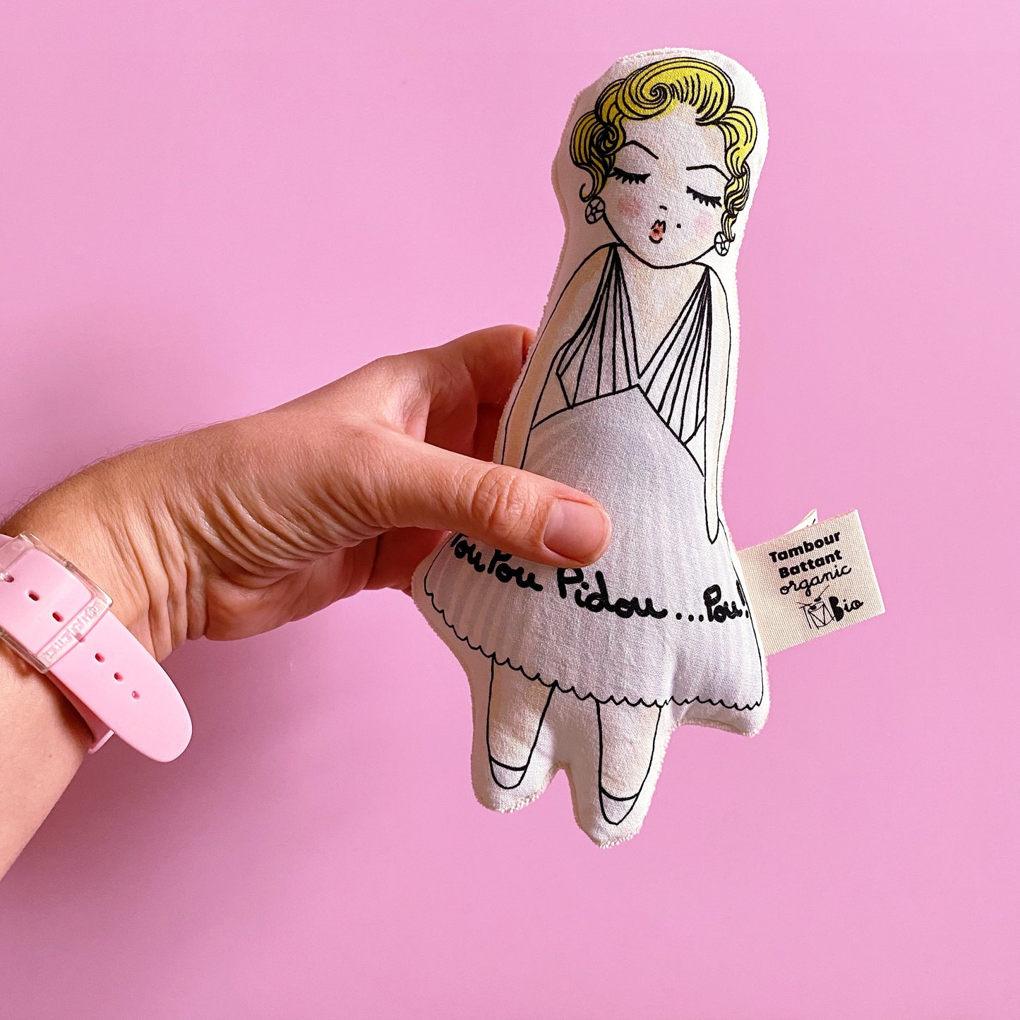 hochet bébé bio | Marilyn Monroe | Coton bio certifié GOTS | jouet bébé