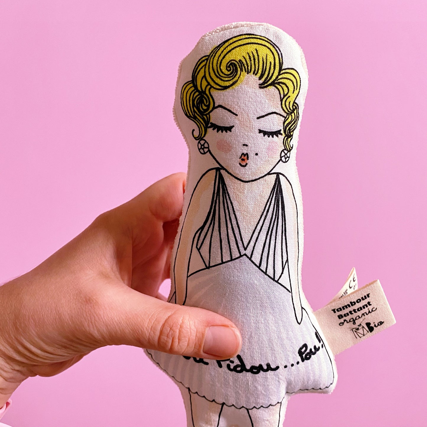 hochet bébé bio | Marilyn Monroe | Coton bio certifié GOTS | jouet bébé