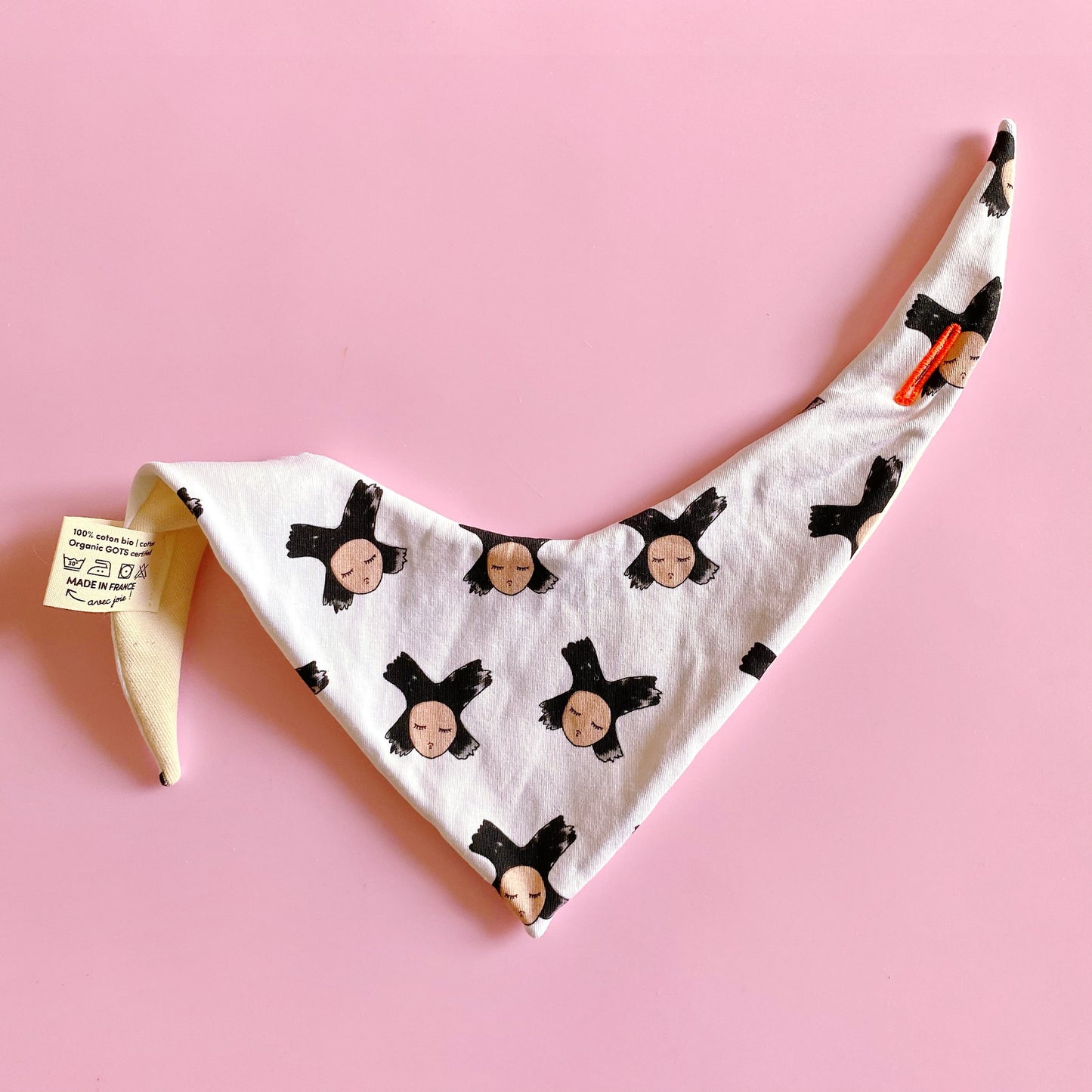 Bavoir bandana bébé en coton bio certifié GOTS taille réglable made in France - Samo cross