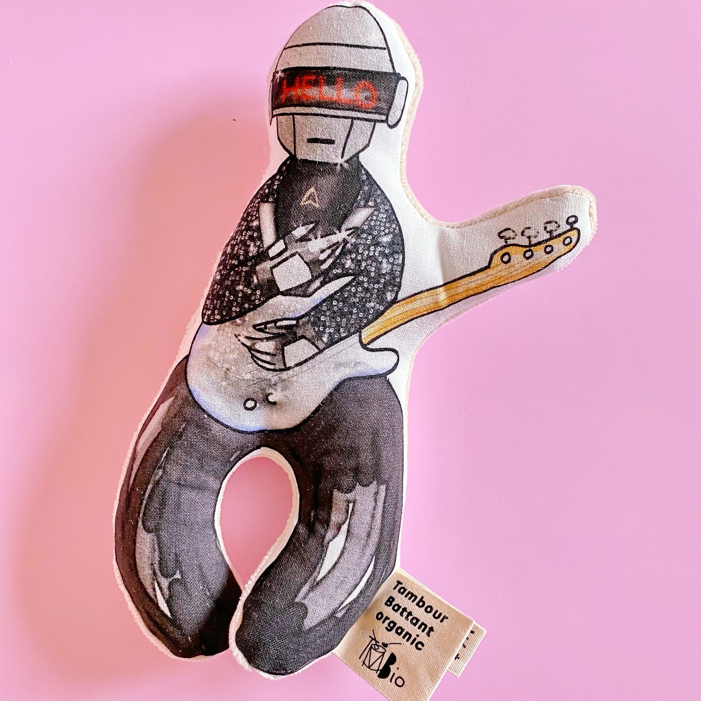 hochet bébé bio | Soft punk #2 | Coton bio certifié GOTS | jouet bébé