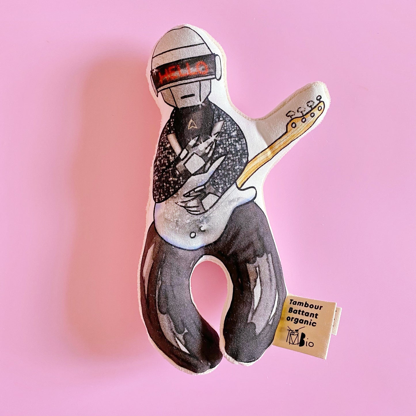 hochet bébé bio | Soft punk #2 | Coton bio certifié GOTS | jouet bébé
