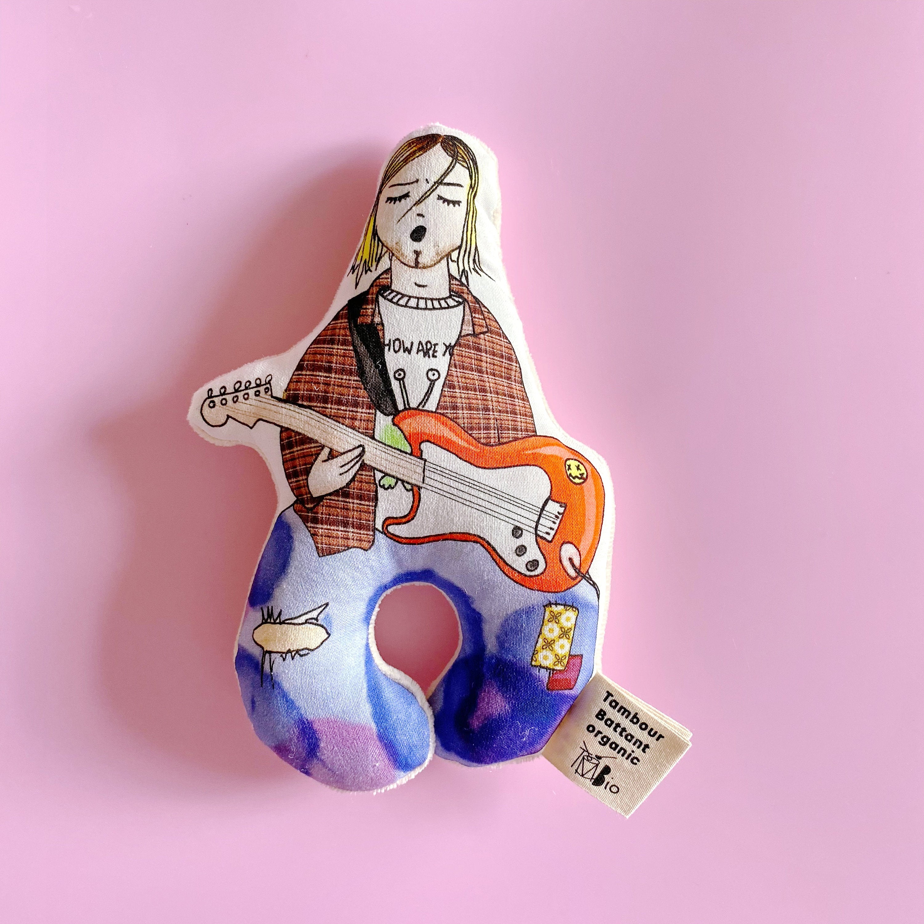 Hochet bébé bio | Mr Alternatif en coton biologique certifié GOTS | jouet bébé | cadeau de naissance rock