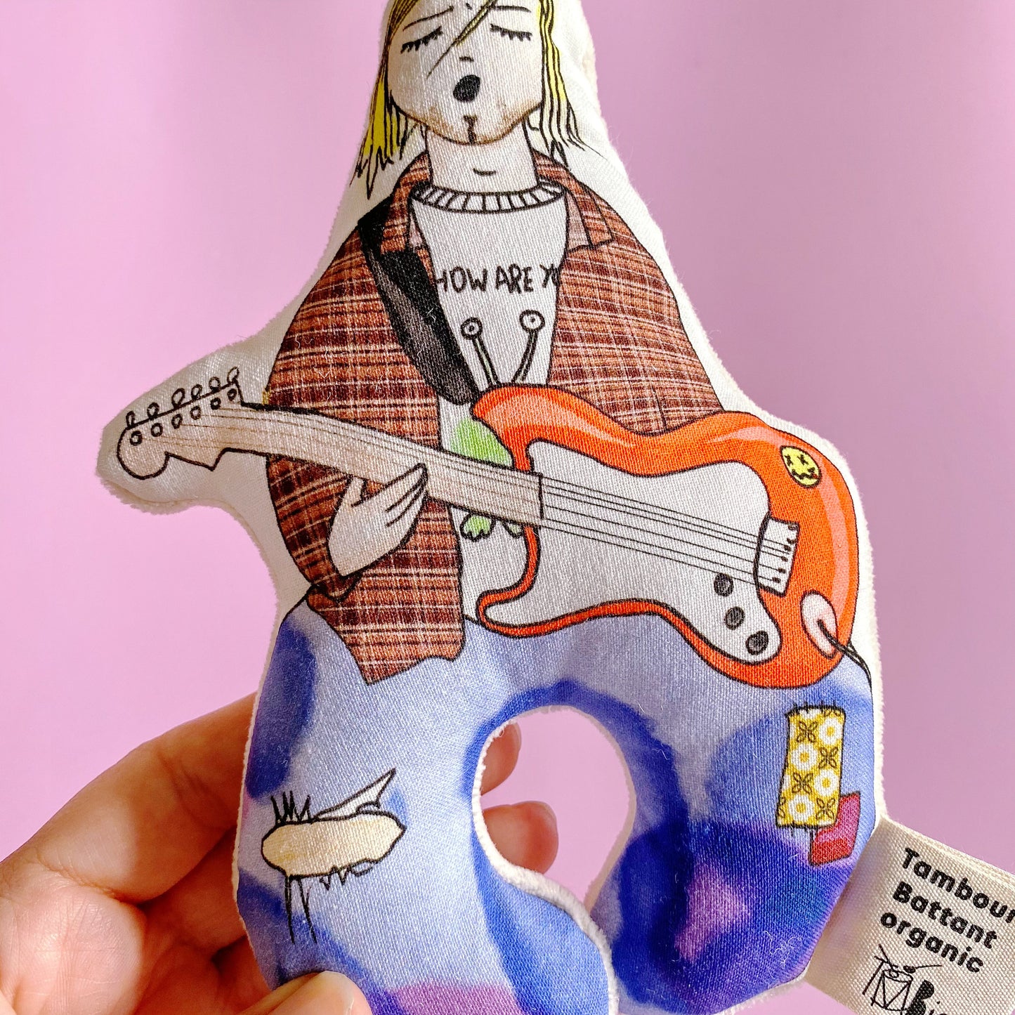Hochet bébé bio | Mr Alternatif en coton biologique certifié GOTS | jouet bébé | cadeau de naissance rock
