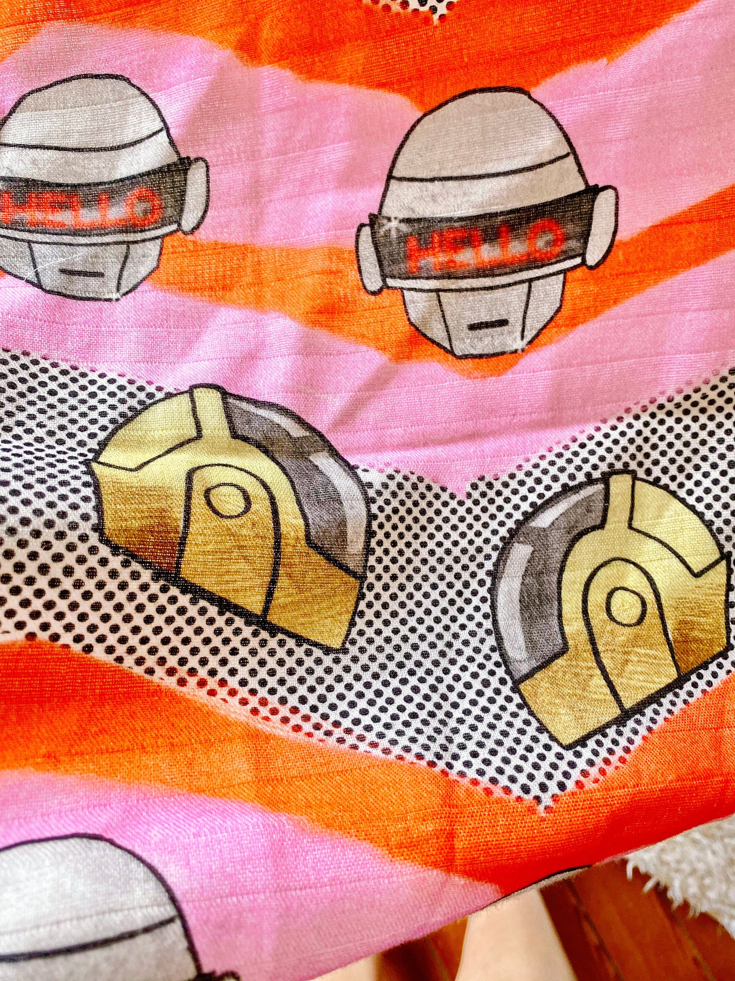 Foulard ou Grand Lange bébé , protège épaules ou foulard Soft Punk | coton bio GOTS | couverture légère poussette