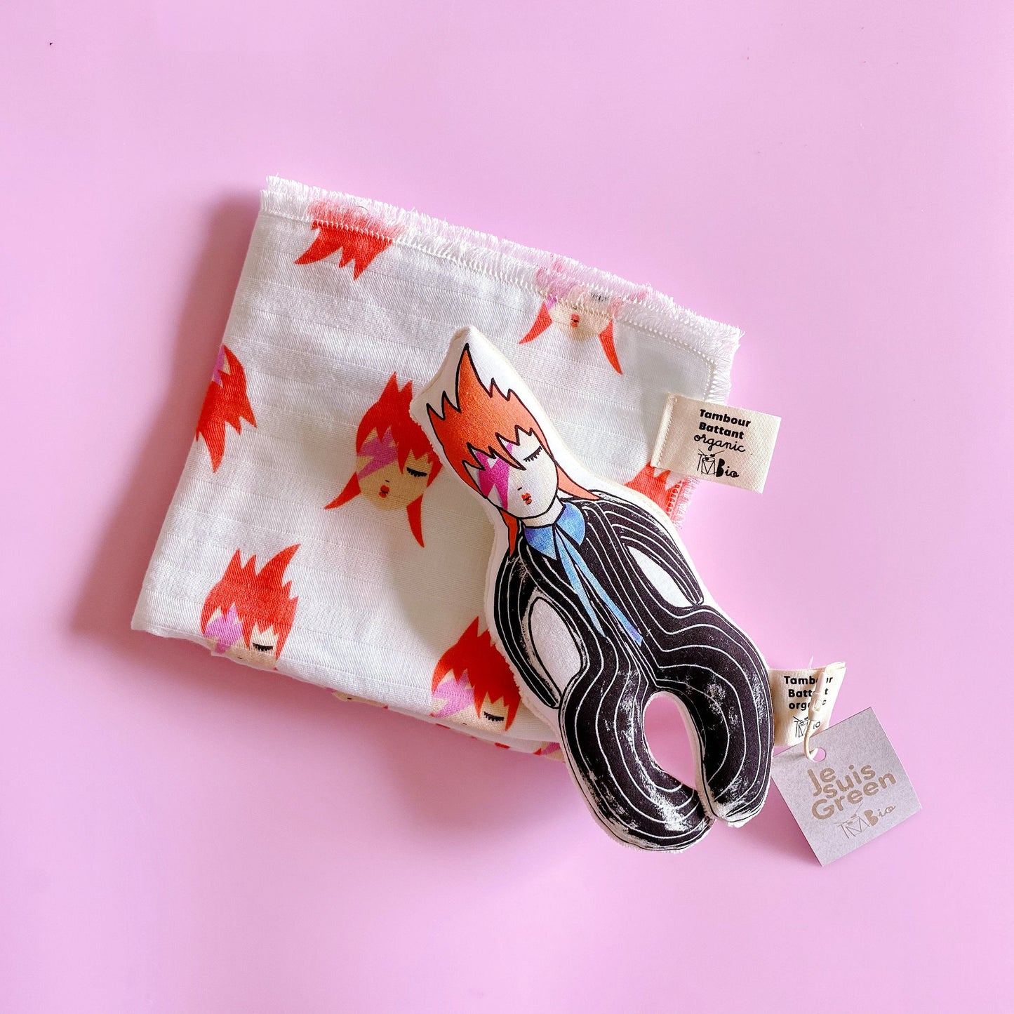 Foulard ou Grand Lange bébé , protège épaules ou foulard Ziggy | coton bio GOTS | couverture légère poussette