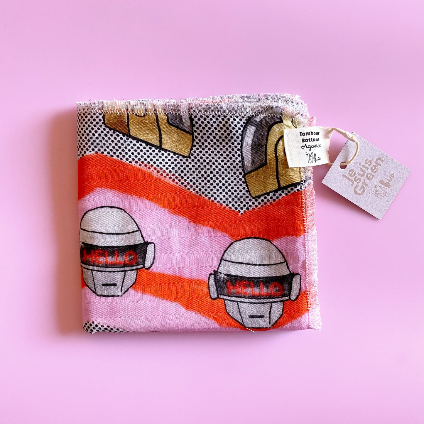 Foulard ou Grand Lange bébé , protège épaules ou foulard Soft Punk | coton bio GOTS | couverture légère poussette