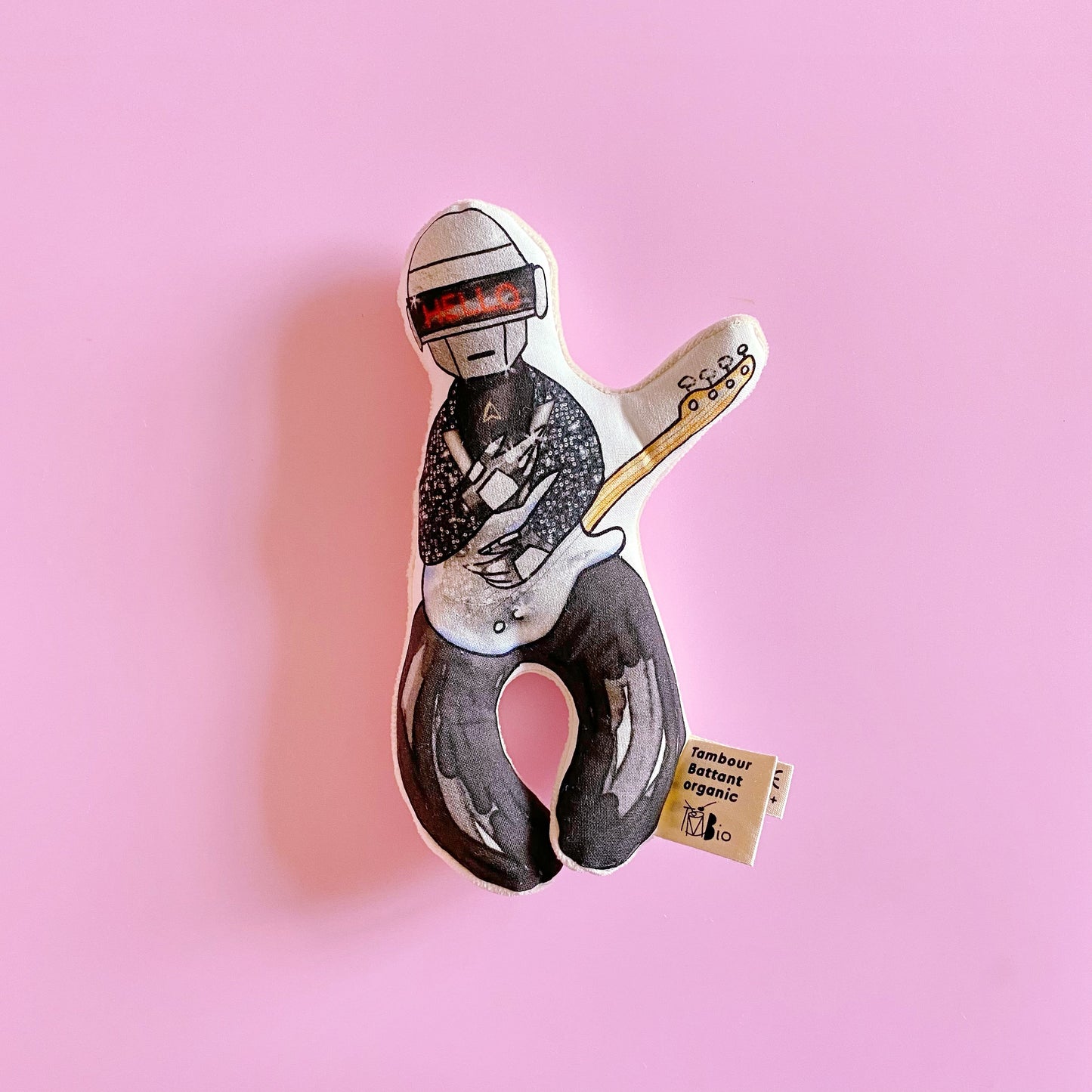 hochet bébé bio | Soft punk #2 | Coton bio certifié GOTS | jouet bébé