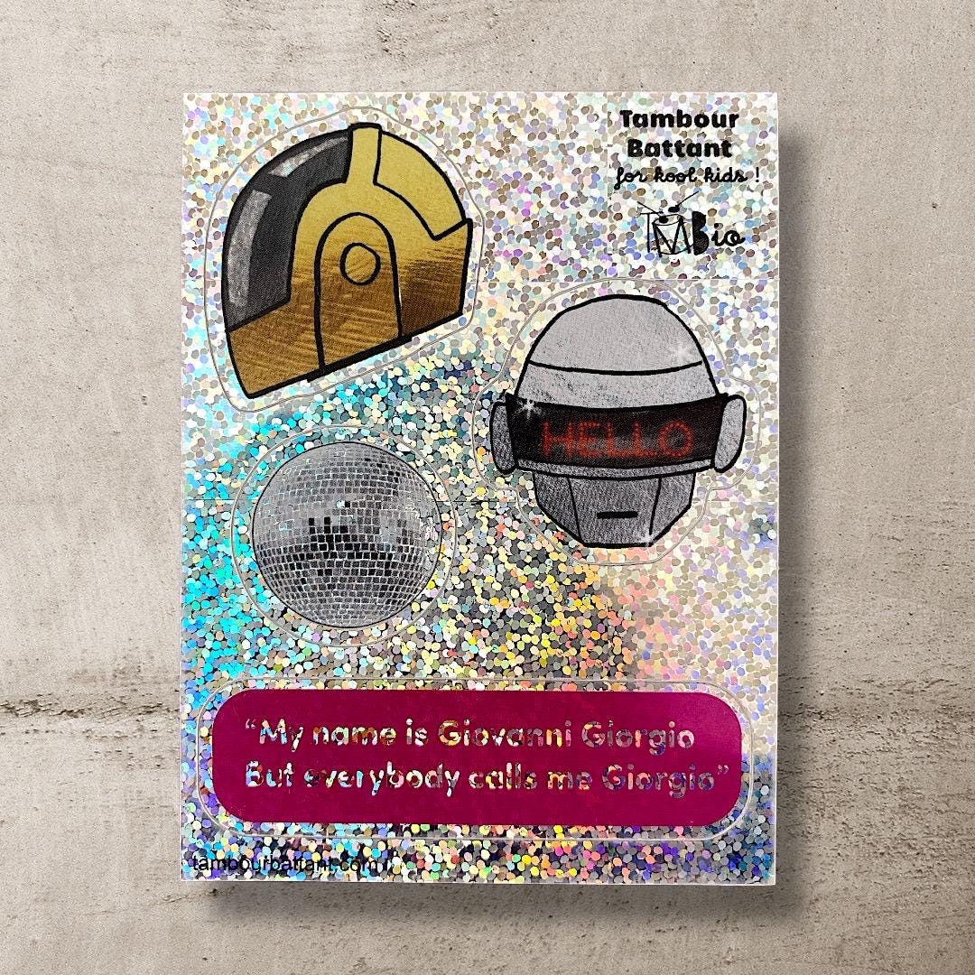 SOFT PUNK, planche de stickers , autocollants holographiques, customisation, papeterie, cadeau petit prix