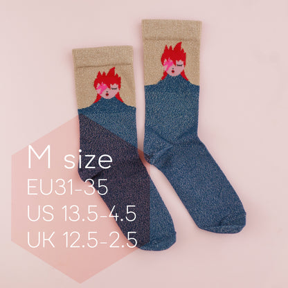 chaussettes enfants | Glam rock ziggy chaussettes | chaussettes made in France | Chaussettes lurex