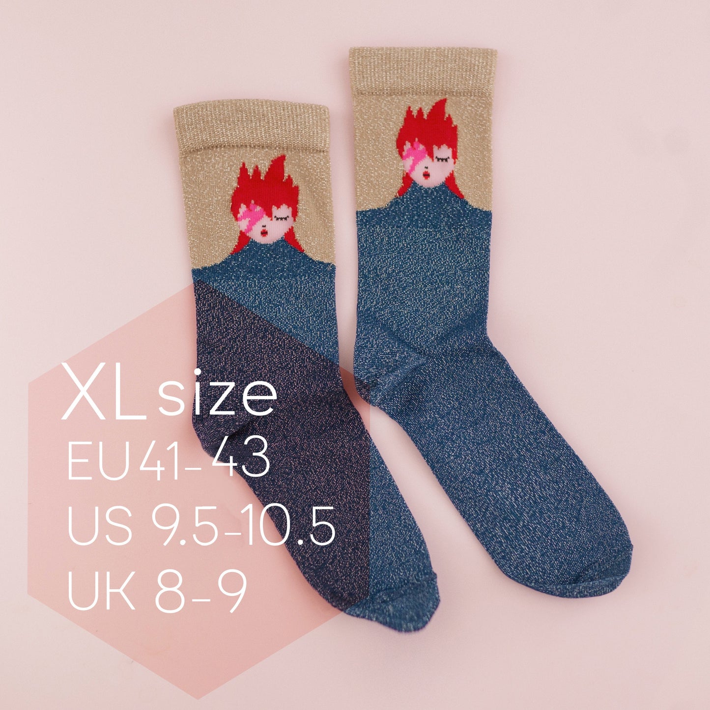 Glam rock ziggy chaussettes | chaussettes adultes  | chaussettes enfants | chaussettes made in France | Chaussettes lurex