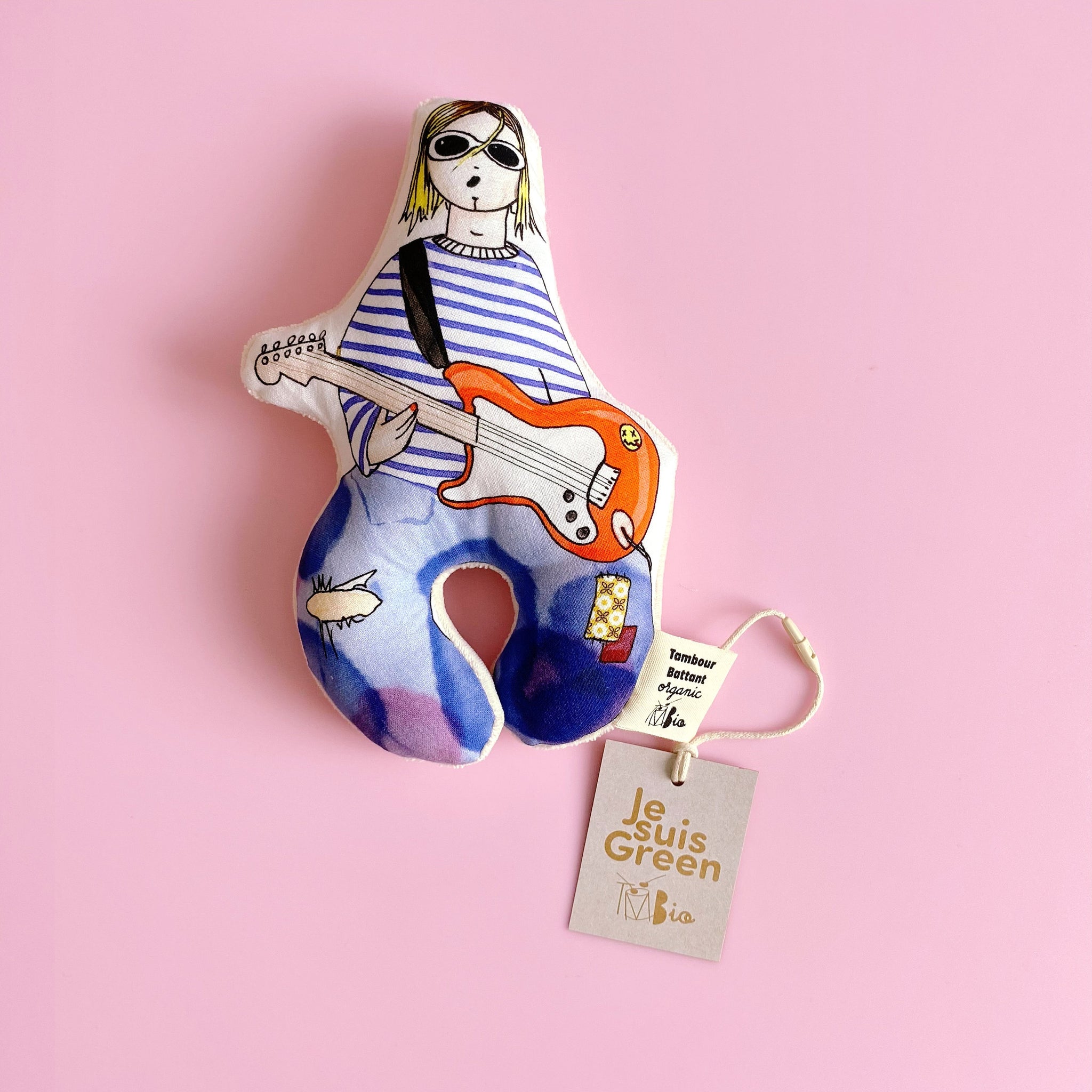 Hochet bébé bio | Mr Kurt| coton biologique certifié GOTS | jouet bébé | cadeau de naissance rock