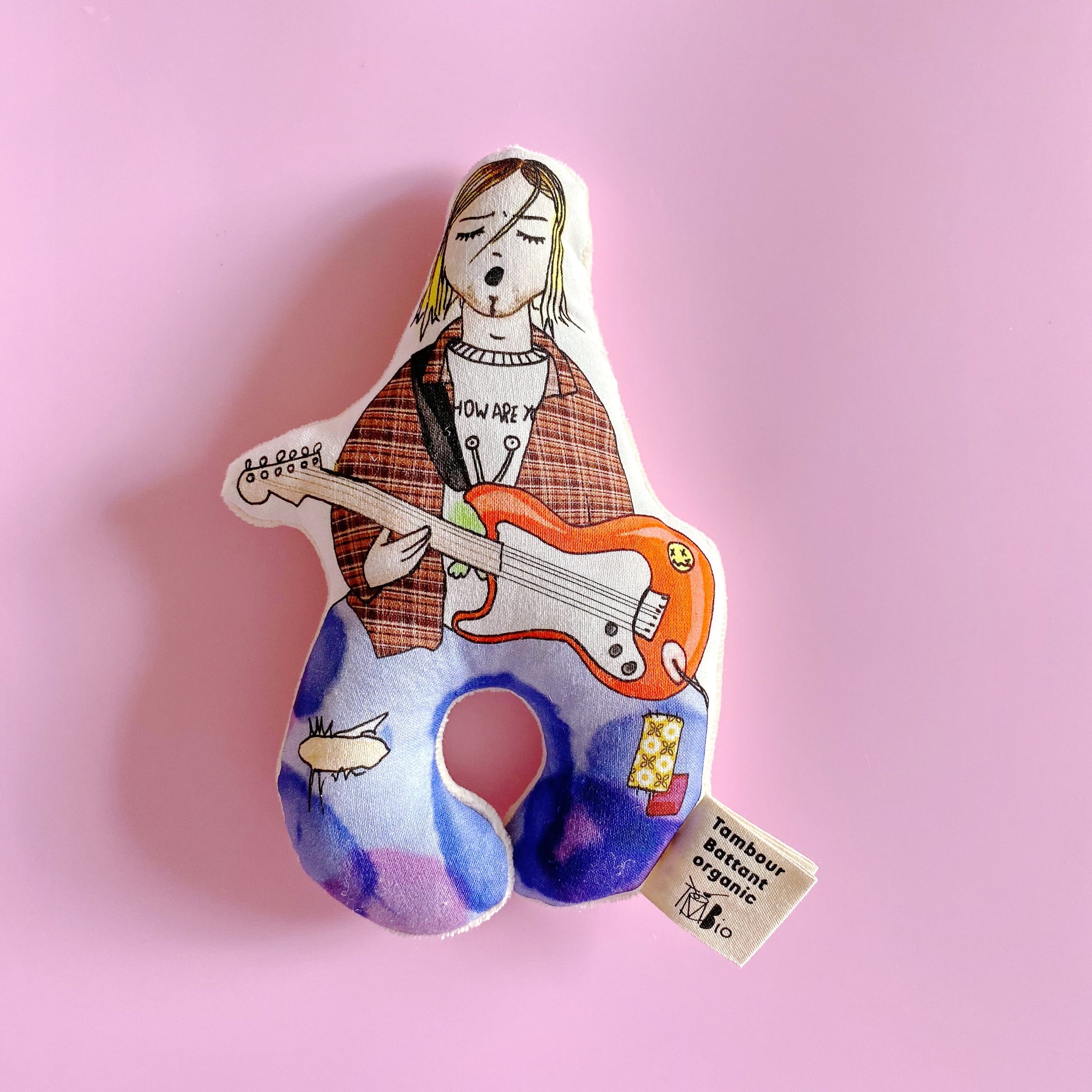 Hochet bébé bio | Mr Alternatif en coton biologique certifié GOTS | jouet bébé | cadeau de naissance rock